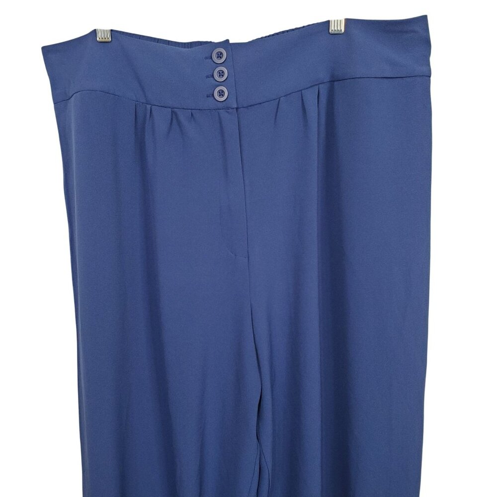 Melissa McCarthy NEW 1X Pants Flowy Cropped Capri Button Cuff Elastic Waist Hems - Picture 3 of 12